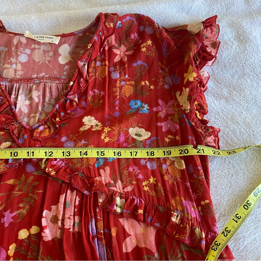 NWOT SPELL & THE GYPSY Free People Exclusive Wild Bloom Gown Crimson Cherry Red - Picture 11 of 12